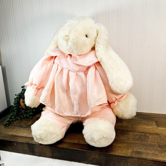 Chrisha Playful Plush Bunny Rabbit Stuffed Animal Pink Dress 20" 1988 VTG - Picture 1 of 13